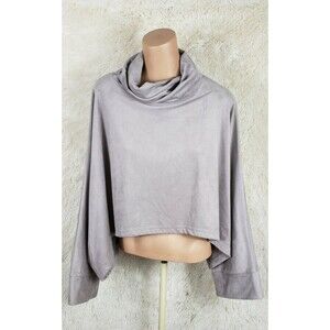 LIME AND VINE Adara Womens Sz Small Oversized Athletic Cropped Sweatshirt Gray T